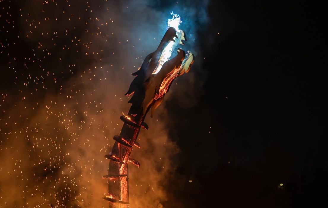 Fire sculpture — metal and flame
